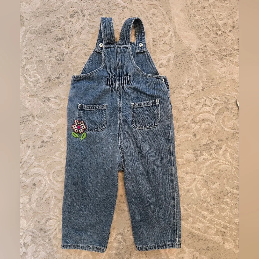 Vintage Y2k Gymboree Denim Overalls with Floral Embroidery